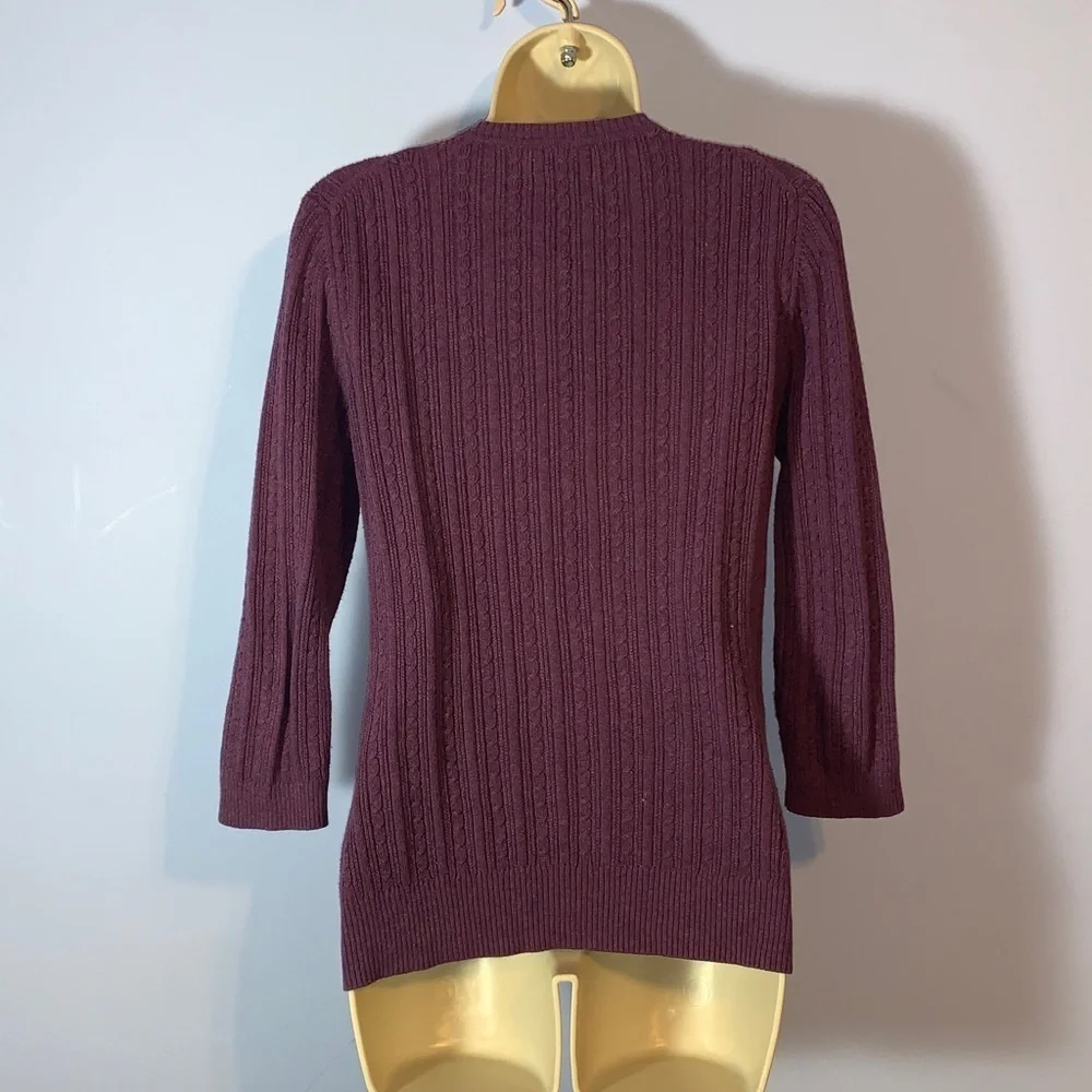 Croft & Barrow Women's Plum purple cable Knit Henley Sweater size small cotton